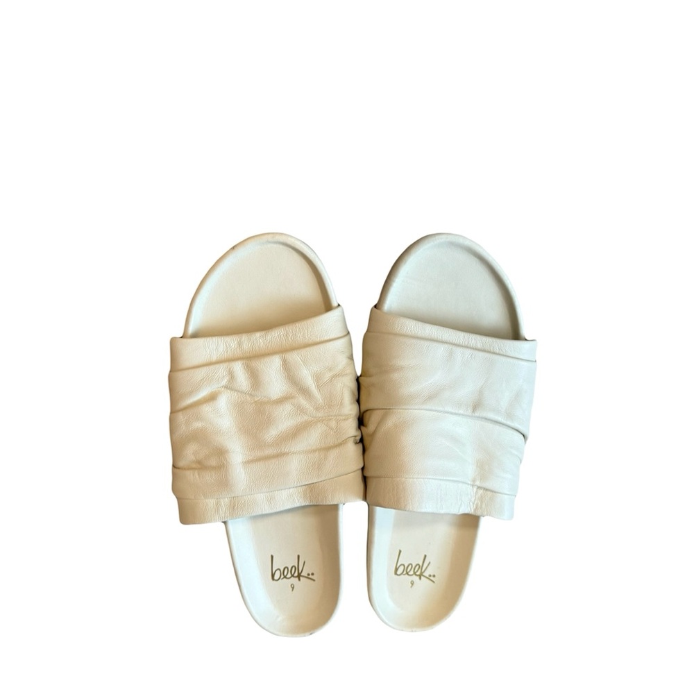 Beek Cream Ruched Slide Sandals - Women's
